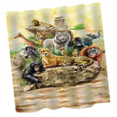 Home Bathroom Bedroom Door Window Use Extra Long Fabric Bath Shower Animal Print Pattern Curtain With 12 Hooks