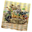 Home Bathroom Bedroom Door Window Use Extra Long Fabric Bath Shower Animal Print Pattern Curtain With 12 Hooks