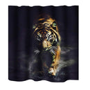 Home Bathroom Bedroom Door Window Use Extra Long Fabric Bath Shower Tiger Print Pattern Curtain With 12 Hooks