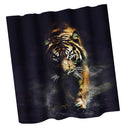 Home Bathroom Bedroom Door Window Use Extra Long Fabric Bath Shower Tiger Print Pattern Curtain With 12 Hooks