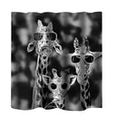 Home Bathroom Bedroom Door Window Use Extra Long Fabric Bath Shower Giraffe Print Pattern Curtain With 12 Hooks