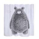 Home Bathroom Bedroom Door Window Use Extra Long Fabric Bath Shower Bear Print Pattern Curtain With 12 Hooks