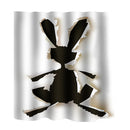 Home Bathroom Bedroom Door Window Use Extra Long Fabric Bath Shower Rabbit Print Pattern Curtain With 12 Hooks