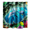 Home Bathroom Bedroom Door Window Use Extra Long Fabric Bath Shower Sharks Print Pattern Curtain With 12 Hooks