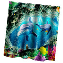 Home Bathroom Bedroom Door Window Use Extra Long Fabric Bath Shower Sharks Print Pattern Curtain With 12 Hooks