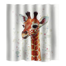 Home Bathroom Bedroom Door Window Use Extra Long Fabric Bath Shower Giraffe Print Pattern Curtain With 12 Hooks