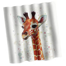 Home Bathroom Bedroom Door Window Use Extra Long Fabric Bath Shower Giraffe Print Pattern Curtain With 12 Hooks