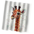 Home Bathroom Bedroom Door Window Use Extra Long Fabric Bath Shower Giraffe Print Pattern Curtain With 12 Hooks