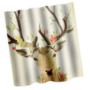 Home Bathroom Bedroom Door Window Use Extra Long Fabric Bath Shower Deer Print Pattern Curtain With 12 Hooks