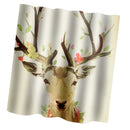 Home Bathroom Bedroom Door Window Use Extra Long Fabric Bath Shower Deer Print Pattern Curtain With 12 Hooks