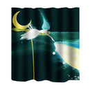 Home Bathroom Bedroom Door Window Use Extra Long Fabric Bath Shower Girl Dolphin Print Pattern Curtain With 12 Hooks