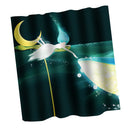 Home Bathroom Bedroom Door Window Use Extra Long Fabric Bath Shower Girl Dolphin Print Pattern Curtain With 12 Hooks
