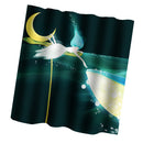 Home Bathroom Bedroom Door Window Use Extra Long Fabric Bath Shower Girl Dolphin Print Pattern Curtain With 12 Hooks