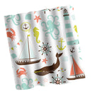 Home Bathroom Bedroom Door Window Use Extra Long Fabric Bath Shower Sea Animals Print Pattern Curtain With 12 Hooks