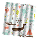 Home Bathroom Bedroom Door Window Use Extra Long Fabric Bath Shower Sea Animals Print Pattern Curtain With 12 Hooks