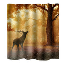 Home Bathroom Bedroom Door Window Use Extra Long Fabric Bath Shower Deer Print Pattern Curtain With 12 Hooks