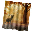 Home Bathroom Bedroom Door Window Use Extra Long Fabric Bath Shower Deer Print Pattern Curtain With 12 Hooks