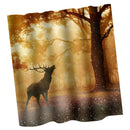 Home Bathroom Bedroom Door Window Use Extra Long Fabric Bath Shower Deer Print Pattern Curtain With 12 Hooks