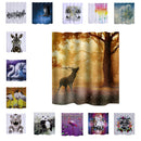 Home Bathroom Bedroom Door Window Use Extra Long Fabric Bath Shower Deer Print Pattern Curtain With 12 Hooks