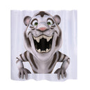 Home Hotel Bathroom Shower Room Decor Retro Fabric Shower Curtains With 12 Hooks Fashionable Tiger Print Charms Home Decor Accessory