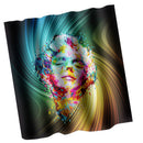 Home Hotel Bathroom Shower Room Decor Retro Fabric Shower Curtains With 12 Hooks Creative Portrait Print Charms Curtain