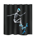 Home Hotel Bathroom Shower Room Decor Retro Fabric Shower Curtains With 12 Hooks Creative Skating Print Charms Curtain