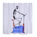 Home Hotel Bathroom Shower Room Decor Retro Fabric Shower Curtains With 12 Hooks Creative Riding Print Charms Curtain