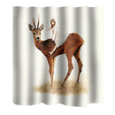 Home Hotel Bathroom Shower Room Decor Cute Deer Print Charms Shower Curtain With 12 Hooks