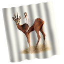 Home Hotel Bathroom Shower Room Decor Cute Deer Print Charms Shower Curtain With 12 Hooks