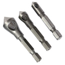 3 Pieces Countersink Drill Bit Set Deburring Metal Wood Plastic Hex Shank