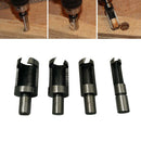 4 Pieces 10mm Shank Carbon Steel Wood Work Plug Cutter Drill Bits Set Cutting Tool