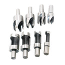 8 x Dia. 10 mm Carbon Steel Wood Work Plug Shank Hole Cutter Cutting Dowel Tool Drill Bit 1/2" 3/8" 5/8" 1/4"