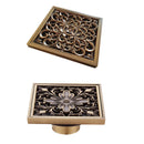 Square Copper Hollow Flower Bathroom Shower Drainer Floor Drain Single Use Fit For Home Bar Commercial Use