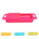 Home Kitchen Use Tools Accessory Adjustable Over Kitchen Sink Cutting Board Strainer Red 14.37x9.84x1.97inch