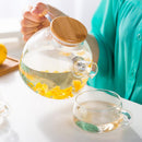 Household Borosilicate Glass Tea Pot Kitchen Glass Teapot with Bamboo Lid