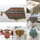 Fashionable Print Pattern Table Runner Tassel Cotton Tablecloth Cover for Home Restaurant Table Decor Accessory 30x220cm