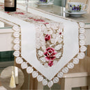 Home Table Cafe Restaurant Dining Table Runner Embroidered Floral Pattern Charms With Tassel Cutwork Decor 40cmx220cm