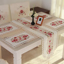 Home Table Cafe Restaurant Dining Table Runner Embroidered Floral Pattern Charms With Tassel Cutwork Decor 40cmx220cm