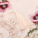 Home Table Cafe Restaurant Dining Table Runner Embroidered Floral Pattern Charms With Tassel Cutwork Decor 40cmx176cm Pink