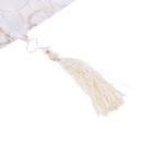 White Table Runner Cutwork Embroidered Flower with Tassel Decor 40cmx150cm
