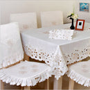 White Table Runner Cutwork Embroidered Flower with Tassel Decor 40cmx150cm