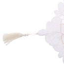 White Table Runner Cutwork Embroidered Flower with Tassel Decor 40cmx150cm