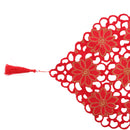 Home Restaurant Cafe Table Charms Red Table Runner Cutwork Embroidered Flower With Tassel Decor 40cmx150cm