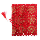 Home Restaurant Cafe Table Charms Red Table Runner Cutwork Embroidered Flower With Tassel Decor 40cmx150cm