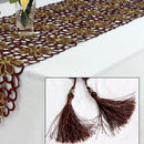 Home Cafe Table Decoration Charms Table Runner Cutwork Embroidered Flower With Tassel Decor 40cmx150cm Coffee
