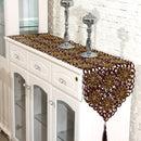 Home Cafe Table Decoration Charms Table Runner Cutwork Embroidered Flower With Tassel Decor 40cmx150cm Coffee