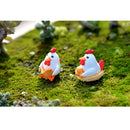 Pack of 4PCS Durable Hand-Painted Micro Landscape Decor Mini Resin Ornaments Animal Garden DIY Cocks White