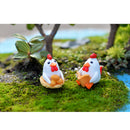 Pack of 4PCS Durable Hand-Painted Micro Landscape Decor Mini Resin Ornaments Animal Garden DIY Cocks White
