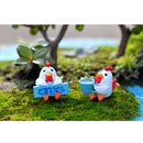 Pack of 4PCS Durable Hand-Painted Micro Landscape Decor Mini Resin Ornaments Animal Garden DIY Cocks White