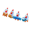 Pack of 4PCS Durable Hand-Painted Micro Landscape Decor Mini Resin Ornaments Animal Garden DIY Cocks White